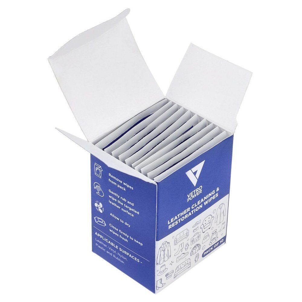 Vetro Power Leather Restoration Wipes White Pack of 10